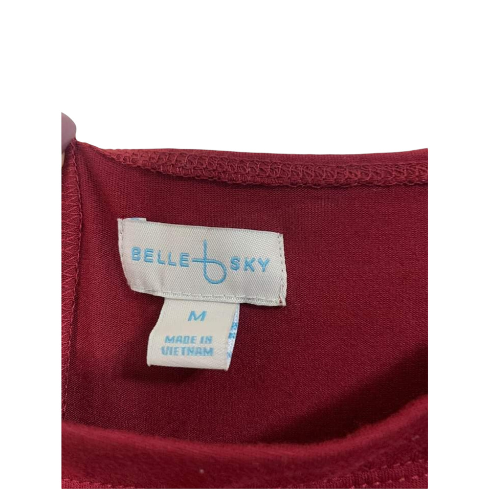 BELLE + SKY Off Shoulder Midi Maroon‎ Fitted Dress Size Medium - Picture 3 of 5